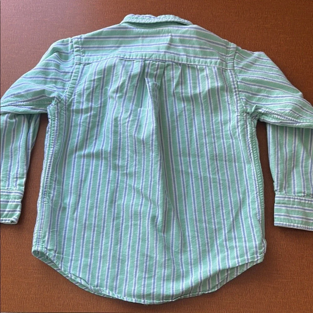 Ralph Lauren Polo Green Striped Oxford Kids Shirt